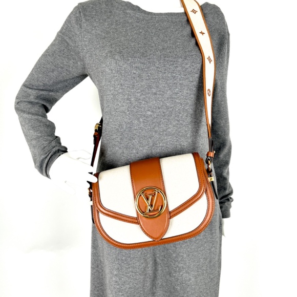 LOUIS VUITTON LV Post 9 Soft MM Brown Tan Canvas Leather Crossbody Shoulder Bag - Picture 2 of 14